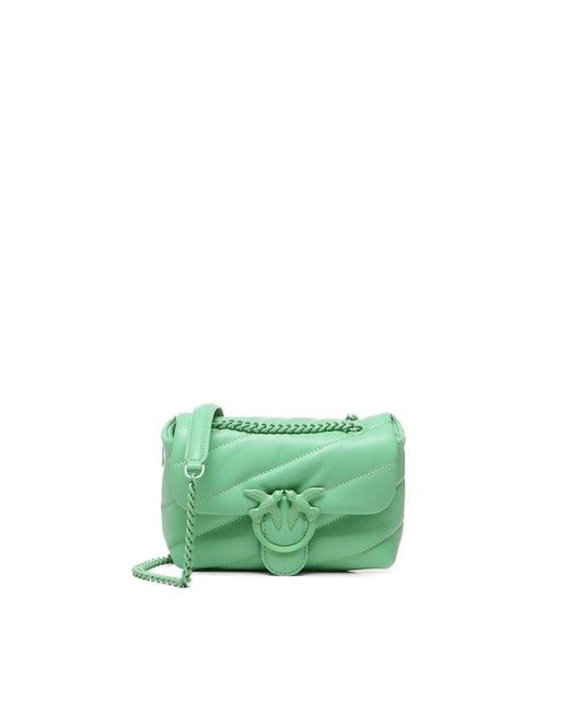 Pinko Green Love Bird Fold-Over Mini Crossbody Bag