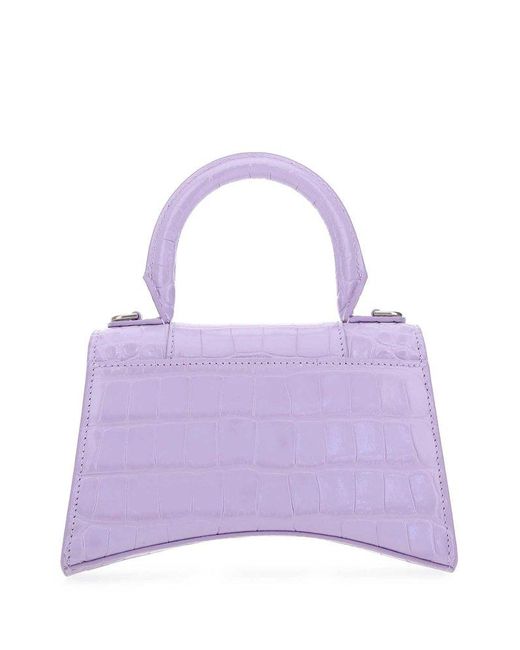 Balenciaga Purple Hourglass Xs Logo Plaque Tote Bag