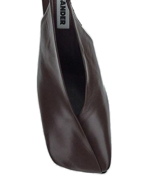 Jil Sander Brown Square Toe Slingback Sandals