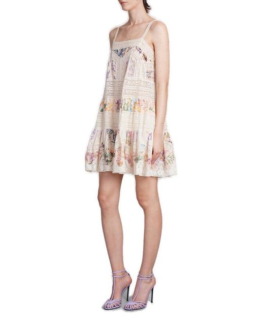 Zimmermann Natural Floral-printed Sleeveless Dress