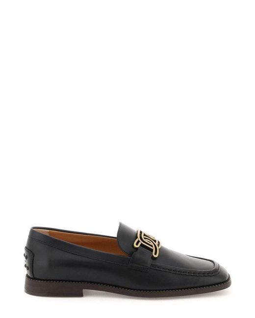Tod's Black Chain-detailed Slip-on Loafers