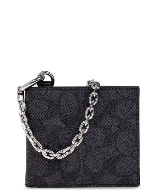 COACH Black Chain Detailed Billfold Wallet for men