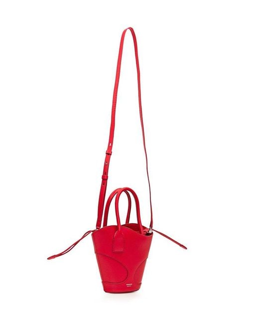 Ferragamo Red Cut Out Detailed Bucket Bag