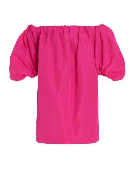 Pinko Pink Off Shoulder Short-sleeved Dress