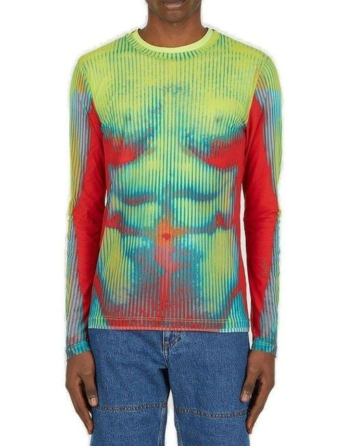 Y. Project Red X Jean Paul Gaultier Body Morph Mesh Cover T-shirt for men