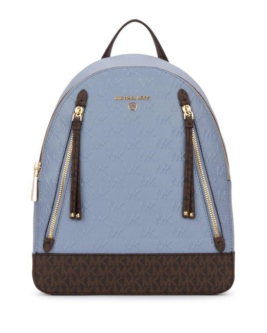 Womens Bags Backpacks MICHAEL Michael Kors Leather Brooklyn Monogram-print Backpack in Blue 