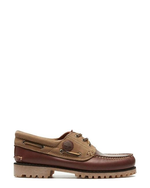 Timberland Brown Logo Patch Lace-Up Shoes for men