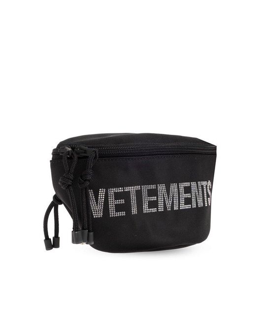 Vetements Black Logo Embellished Belt Bag for men