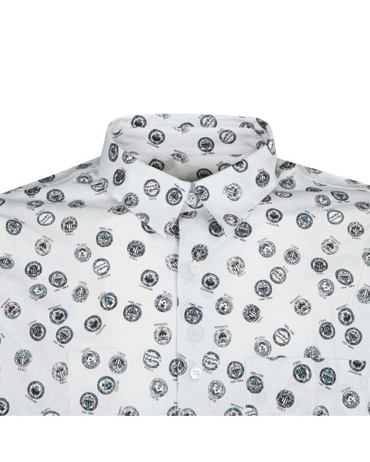 Maison Kitsuné White All-over Printed Straight-hem Shirt for men