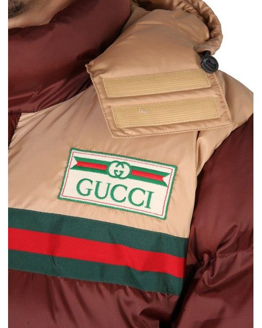 Gucci Brown Logo-patch Padded Down Coat for men