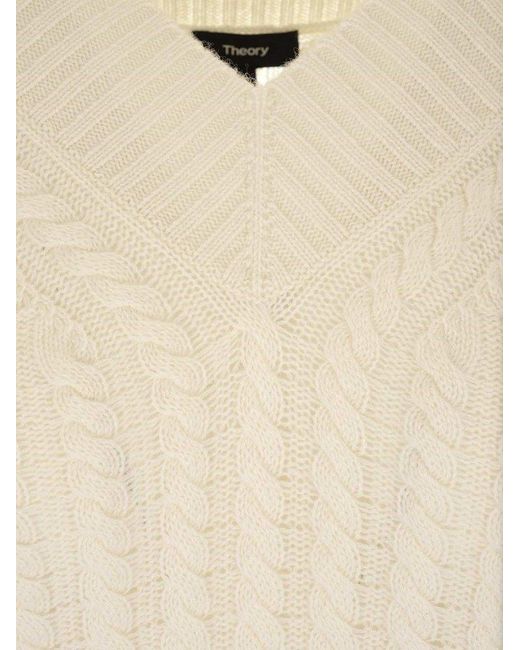 Theory Natural V-neck Cable Knit Jumper