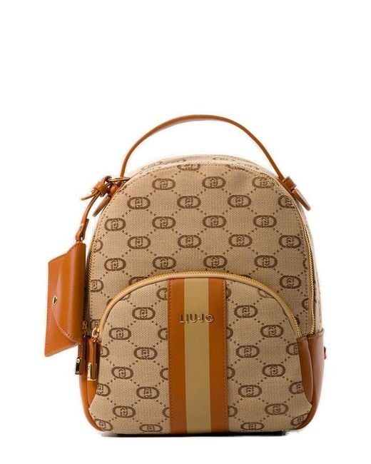 Liu Jo Brown Clutch Detailed Jacquard Backpack