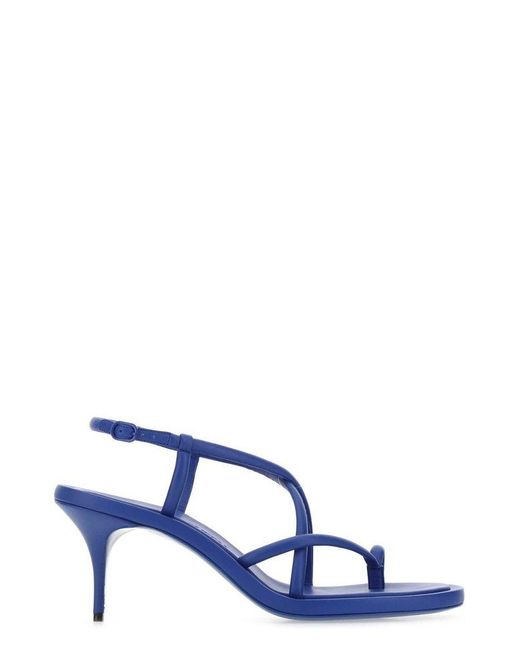 Alexander McQueen Blue Strappy Kitten-heel Sandals