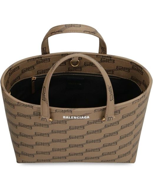 Balenciaga Brown Signature Small East-west Coated Canvas Tote