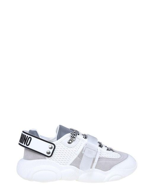 Moschino White Teddy Meshed Low-top Sneakers