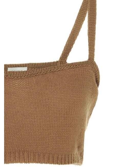 MIXIK Brown Ailen Knit Crop Top