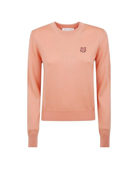 Maison Kitsuné Pink Bold Fox Head Patch Regular Jumper
