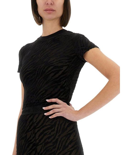 Versace Jeans Couture Black Zebra Printed Crewneck T-Shirt