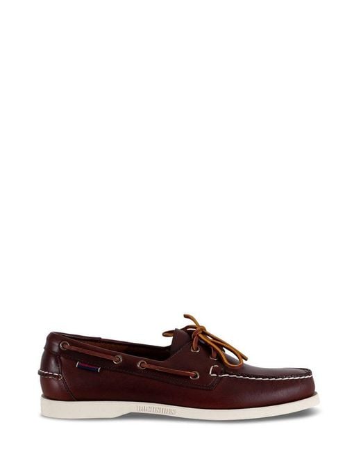Sebago Brown Round-toe Lace-up Detailed Loafers for men