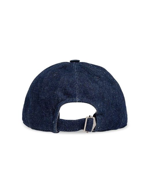 Isabel Marant Blue Embroidered Cotton Baseball Cap