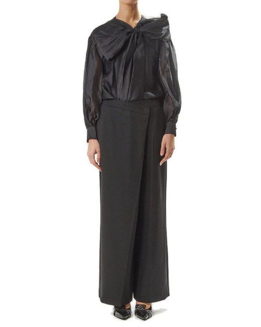 Karl Lagerfeld Gray Wrapped Wide-Leg Trousers