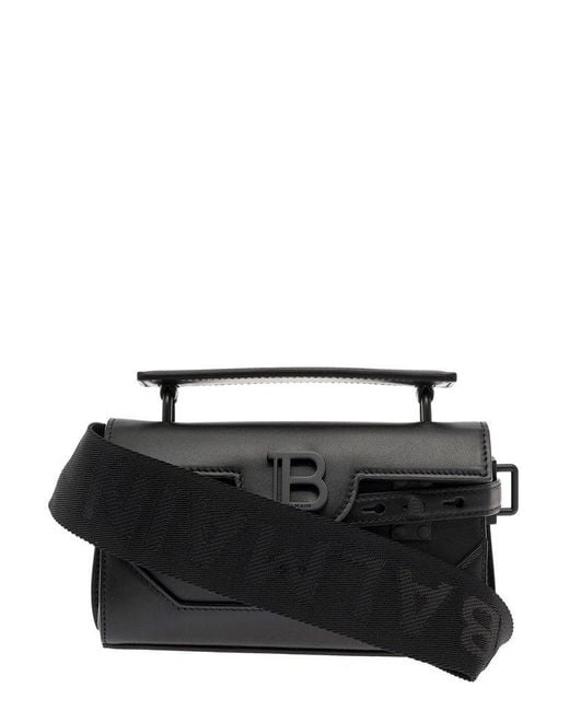 Balmain Man's B-buzz Black Leather Baguette Crossbody Bag For Men ...