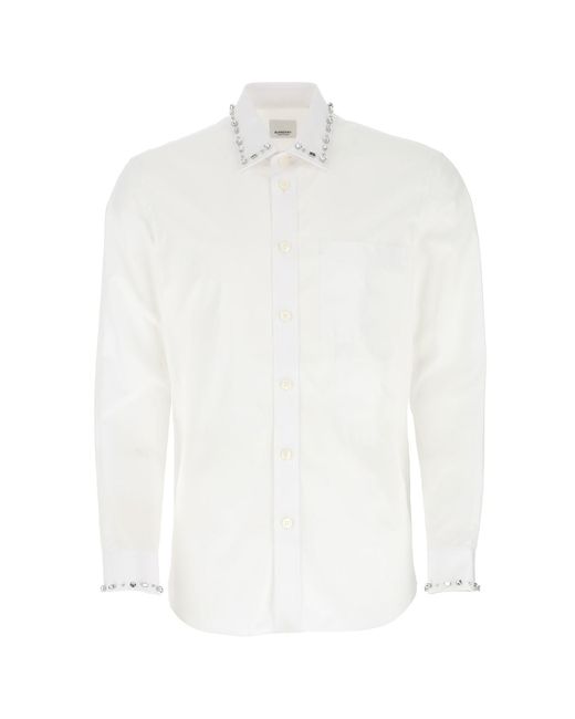 Burberry White Crystal-embellished Poplin Shirt for men