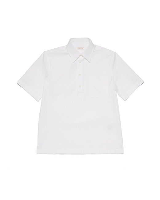 Valentino White Button Detailed Short-sleeved Polo Shirt for men