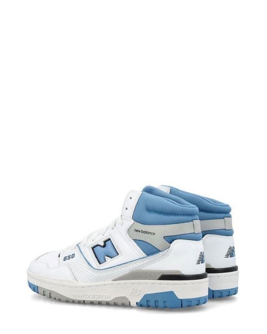 New Balance White 650 High-Top Lace-Up Sneakers