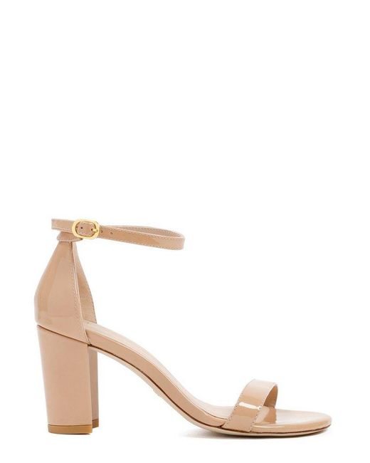 Stuart Weitzman Natural Nearlynude Ankle Strap Heeled Sandals