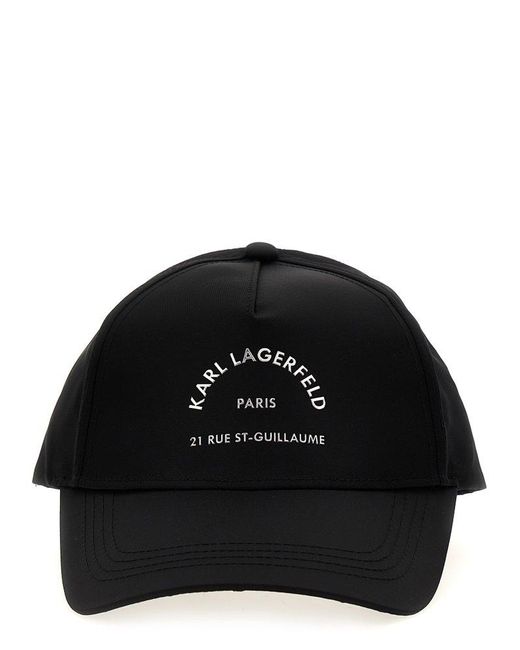 Karl Lagerfeld Black Logo Printed Cap Hats