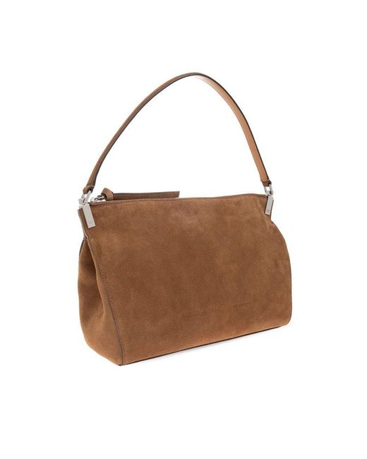 Emporio Armani Brown Zip-Up Top Handle Shoulder Bag