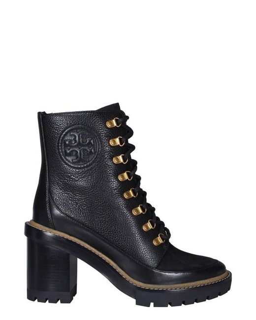 Tory Burch Black Miller Lug Lace-up Boots