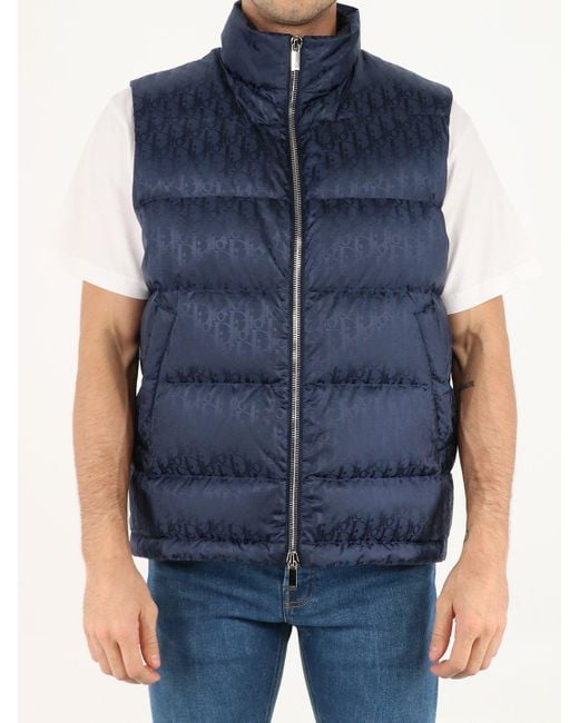 Dior Blue Oblique Puffer Vest for men