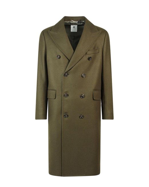 PT Torino Green Double Breasted Buttoned Coat for men