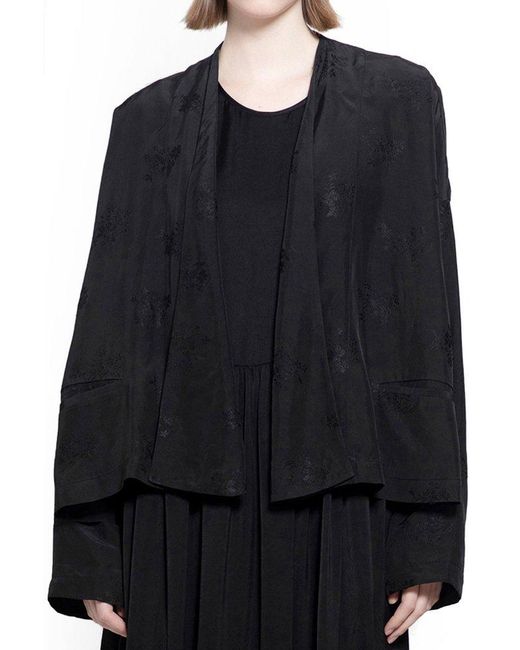 Uma Wang Black Floral Jacquard Open Front Jacket