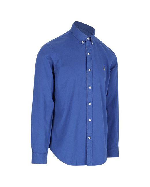 Polo Ralph Lauren Blue Logo-embroidered Button-up Shirt for men