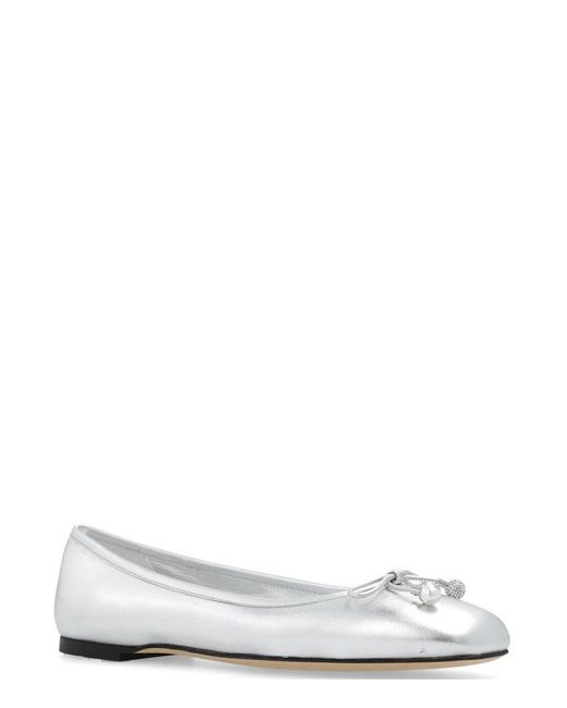 Jimmy Choo White Elme Square Toe Ballerina Shoes