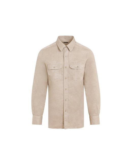 Tom Ford Natural Pocket Patch Long-sleeved Shirt for men