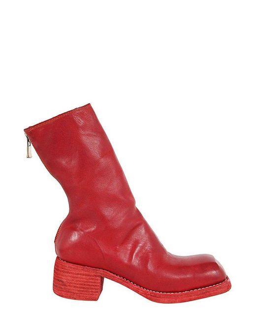 Guidi Red Rear-zip Horse Leather Boots