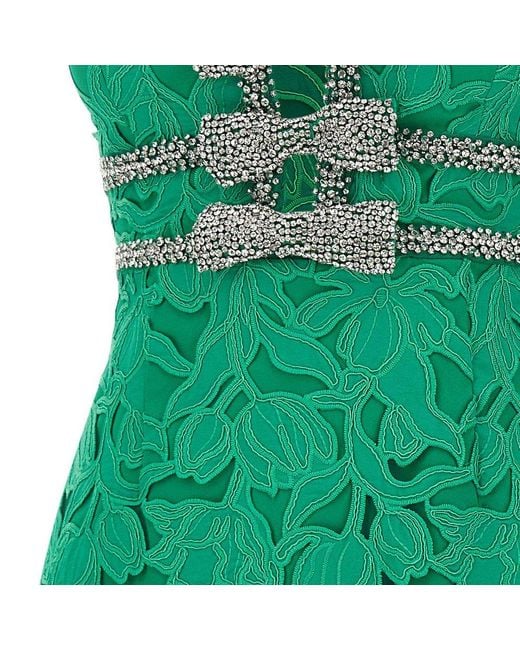Rebecca Vallance Green Embellished Mini Dress