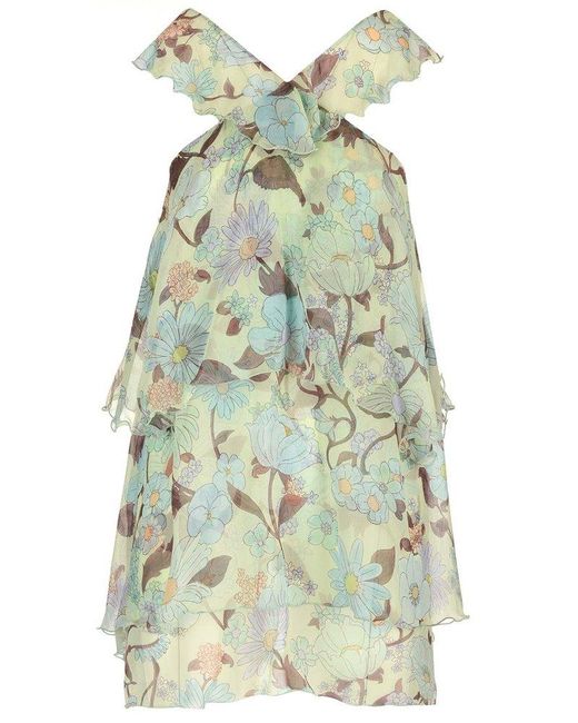 Stella McCartney Green Lady Garden Chiffon Silk Dress