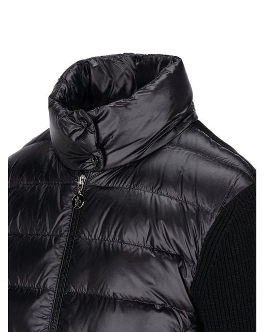 Moncler Black Zip-up Panelled Quilted Jacket
