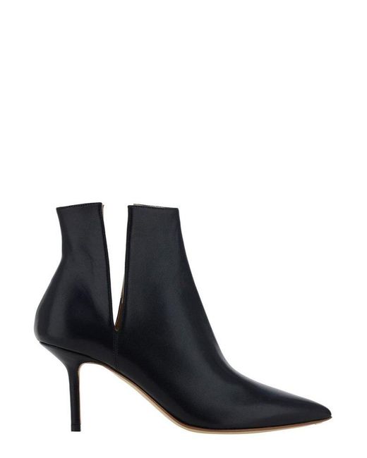 Francesco Russo Black Pointed Toe Ankle Boots