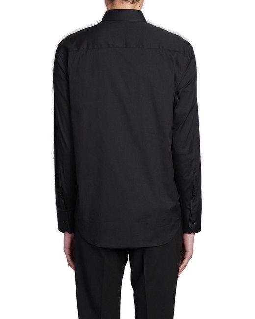 Emporio Armani Black Plain Long-sleeved Buttoned Shirt for men