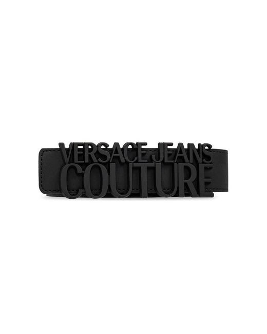 Versace Black Belt With Logo Buckle for men