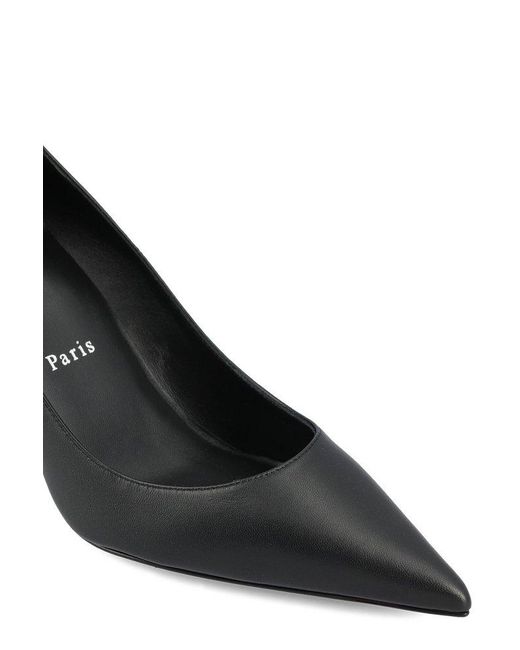 Christian Louboutin Black Pointed-Toe Slip-On Pumps