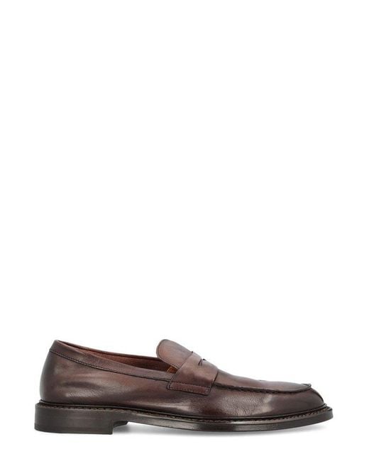 Doucal's Brown Slip-on Penny Loafers for men