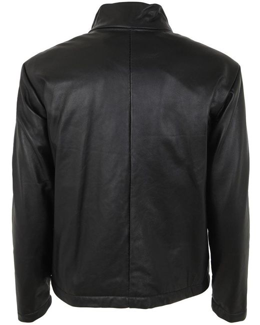 Giorgio Brato Black Long Sleeved Zip-up Leather Jacket for men