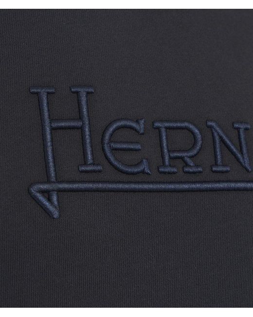 Herno Blue Logo-embroidered Long-sleeved Crewneck Jumper for men
